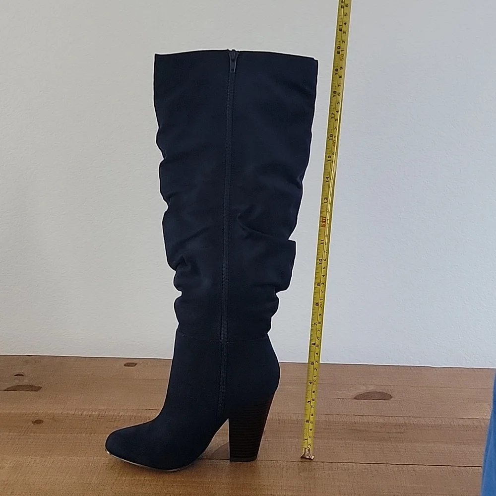 JustFab - Karlana navy boots, wide width size 7. - Picture 8 of 10